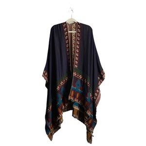 Women's Purple Knit Open Front Patterned Kimono